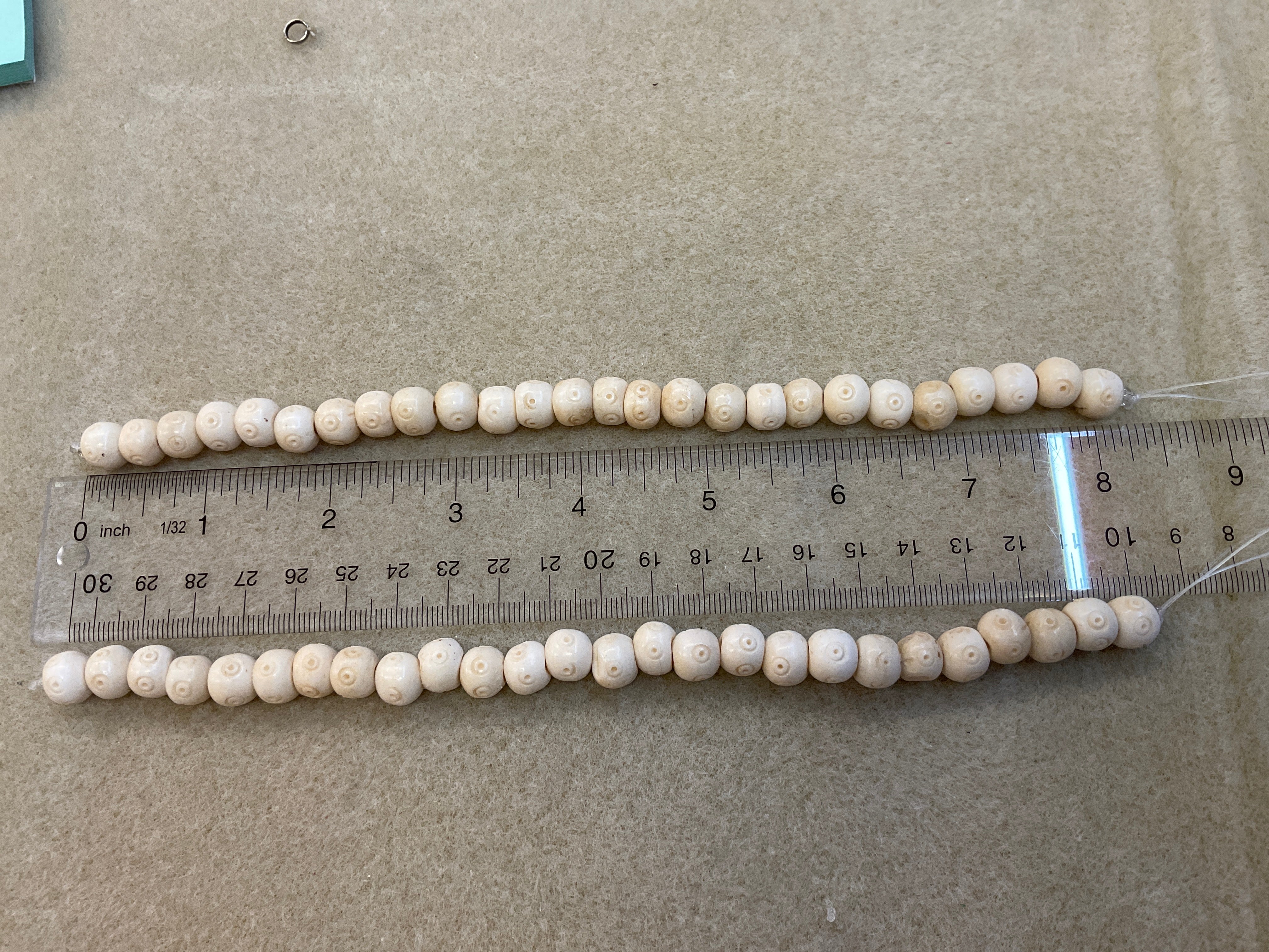 Bone Beads Round w/Circles/Dots