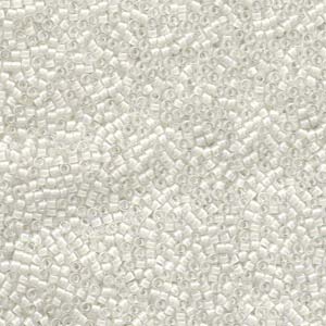 Photo of Lined White AB Miyuki Delica Beads 10/0