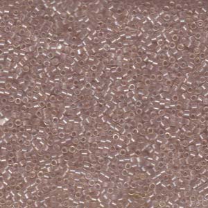 Photo of Pearl Lined Light Transparent Pink AB Miyuki Delica Beads 11/0
