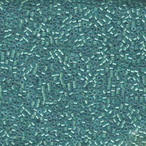 Photo of Mint Pearl Lined Ocean Blue Miyuki Delica Beads 11/0