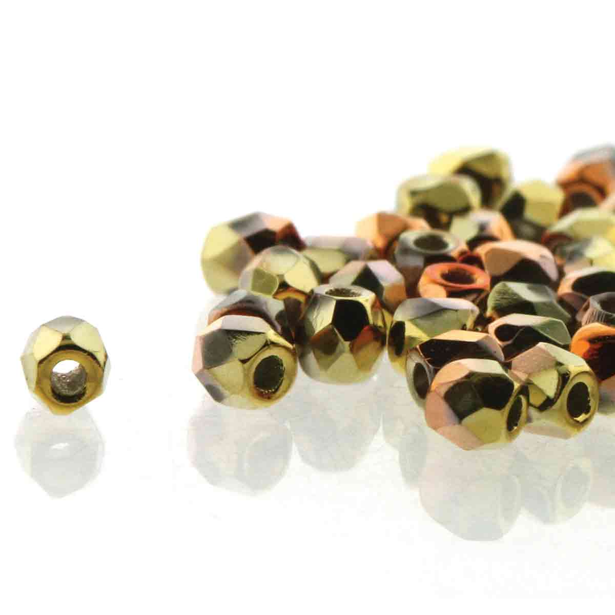 4MM Crystal California Gold Rush Czech Glass Fire Polished Beads