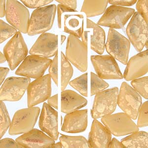 GemDUO 8X5mm Gold Splash Ivory Opaque Beads