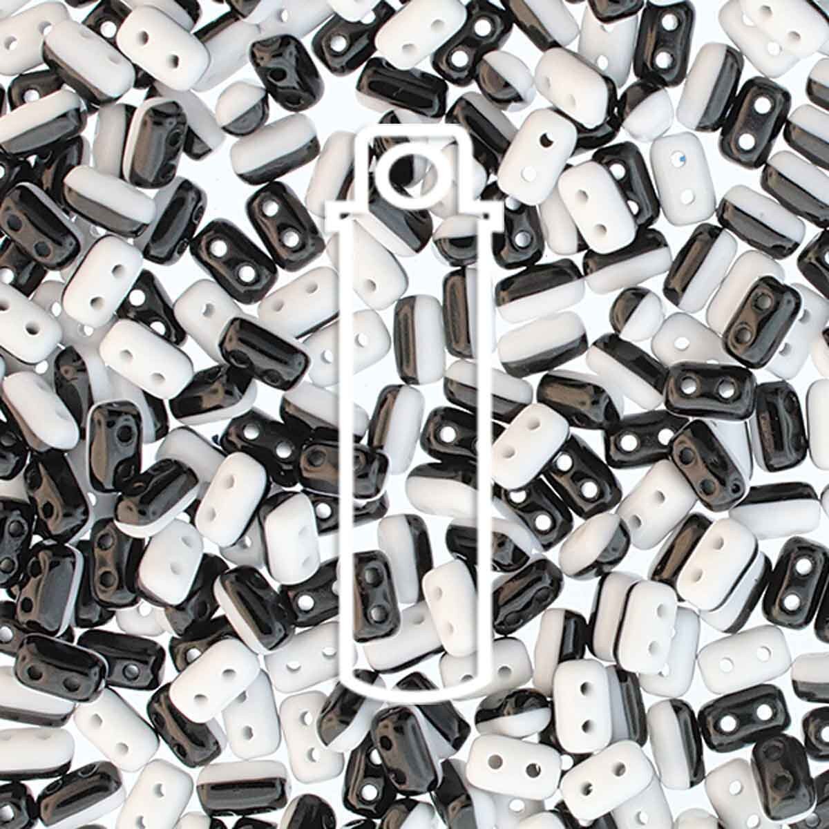 Duets Black/White Czech Glass Rulla Beads