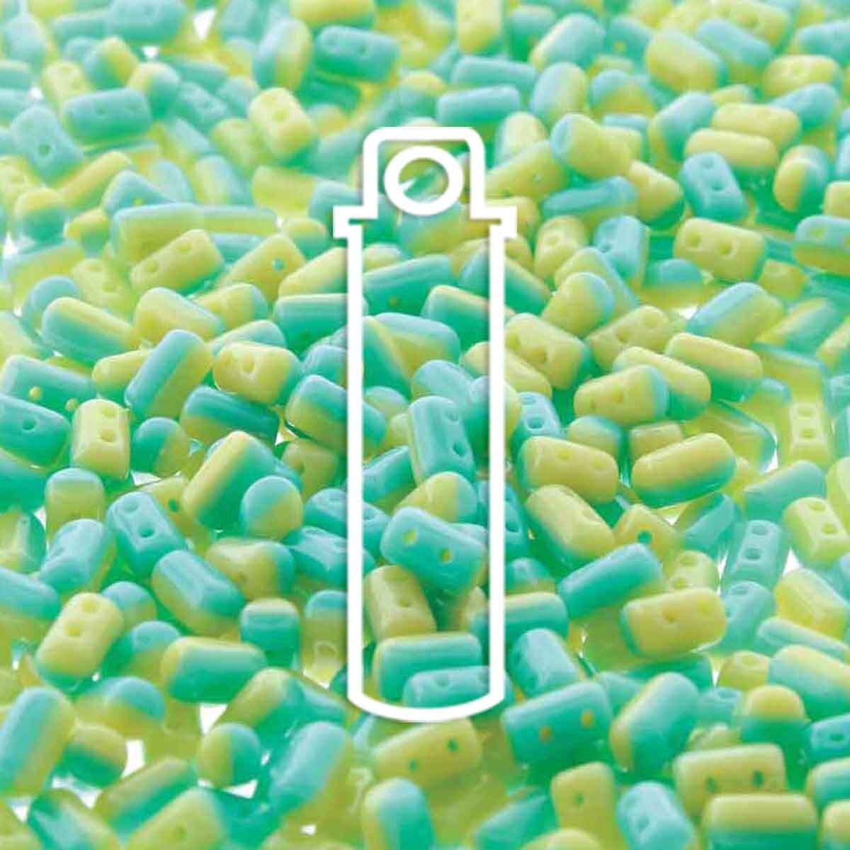 Duets GREEN TURQUOISE Czech Glass Rulla Beads