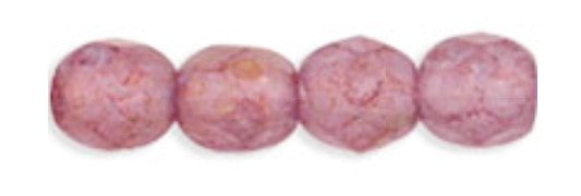4MM Luster Tanslucent Stone Pink Czech Glass Fire Polished Beads