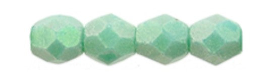 4MM Sueded Olive Turquoise Czech Glass Fire Polished Beads