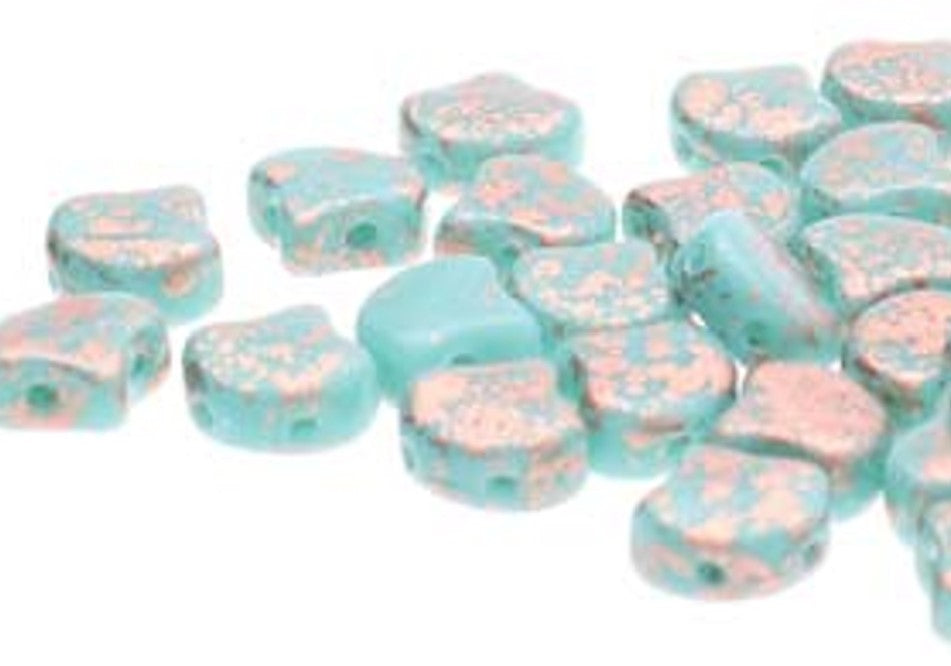 Turquoise Green Copper Splash Ginko Beads