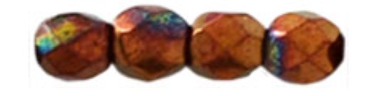 3MM Bronze Lstr Iris Op Red Czech Glass Fire Polished Beads