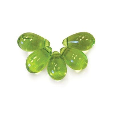 5x12mm Olivine Side Drill Glass Tear Drops