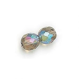 6mm Black Diamond AB Czech Glass Fire Polished Beads