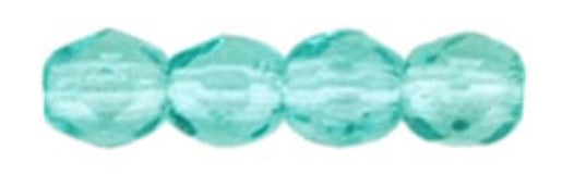 3MM Lt Teal Czech Glass Fire Polished Beads