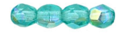 3MM Lt Teal AB Czech Glass Fire Polished Beads