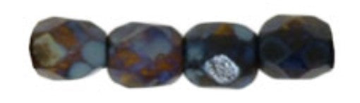 3MM Matte Smoky Topaz Picasso Czech Glass Fire Polished Beads
