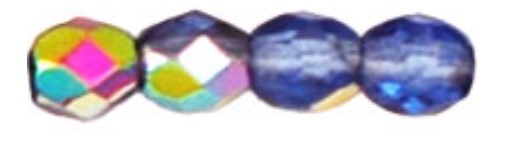 3MM Matte Sapphire Vitral Czech Glass Fire Polished Beads