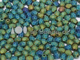 3MM Matte Jet Iris Green Czech Glass Fire Polish