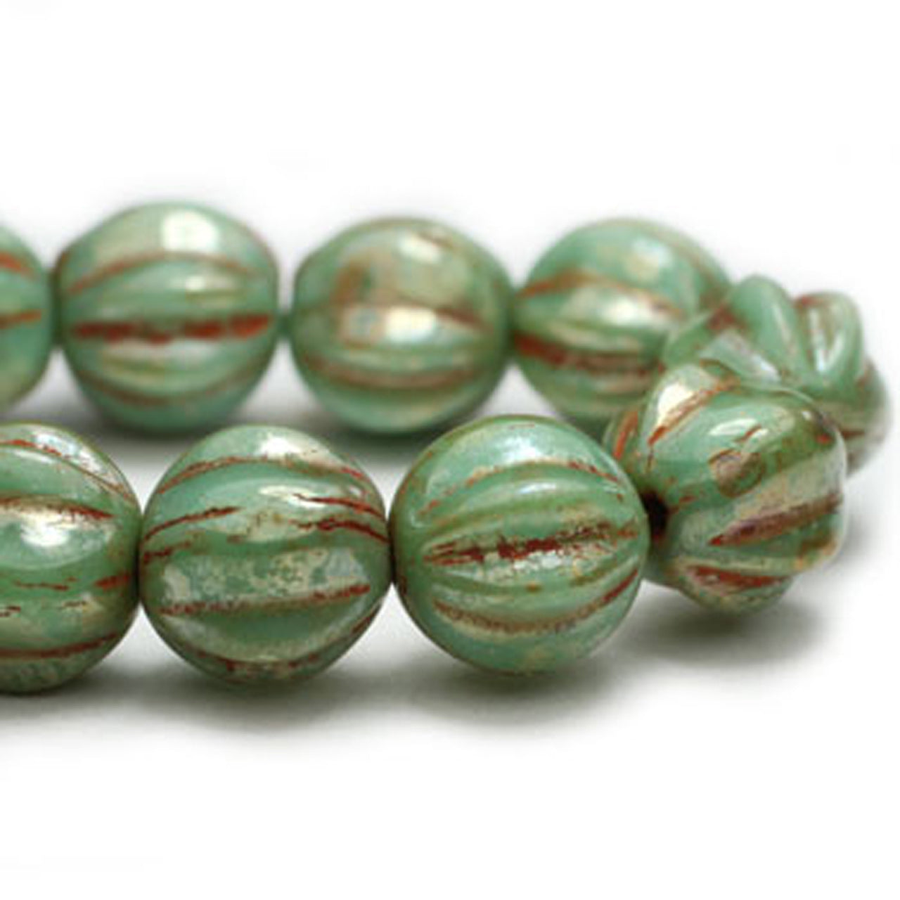 6mm Melon Fern with Turquoise Picasso