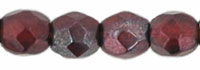 3MM Siam Ruby Vega Czech Glass Fire Polished Beads