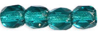 3MM Viridian Silver Lined Czech Glass Fire Polished Beads