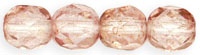 4MM Luster Transparent Topaz/Pink Czech Glass Fire Polished Beads