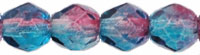 4MM Dual-Coated Aqua/Fuschia Czech Glass Fire Polished Beads