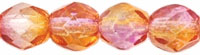 4MM Fuchsia/Cantaloupe Czech Glass Fire Polished Beads