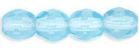 4MM Aquamarine Czech Glass Fire Polished Beads
