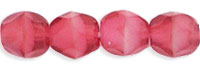 4MM Pearl/Fuchsia Czech Glass Fire Polished Beads