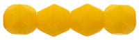 4MM Opaque Sunflower Yellow Czech Glass Fire Polished Beads