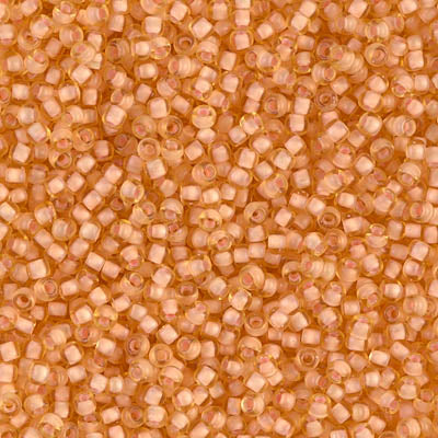 Semi-Matte Light Peach/Lined Amber Miyuki Seed Beads 11/0