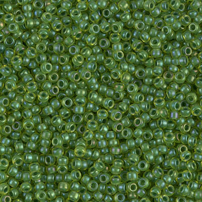Semi Matte Jade/Lined Yellow Miyuki Seed Beads 11/0