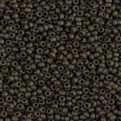 Matte Metallic Dark Olive Miyuki Seed Beads 11/0