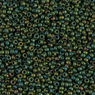 Matte Metallic Green/Blue Iris Miyuki Seed Beads 11/0