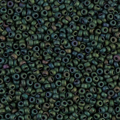 Matte Metallic Dark Green Iris Miyuki Seed Beads 11/0