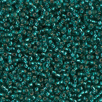 Silver-Lined Teal Miyuki Seed Beads 11/0
