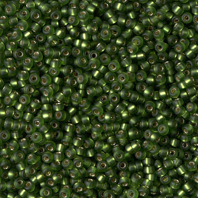Matte Silver-Lined Olive Miyuki Seed Beads 11/0