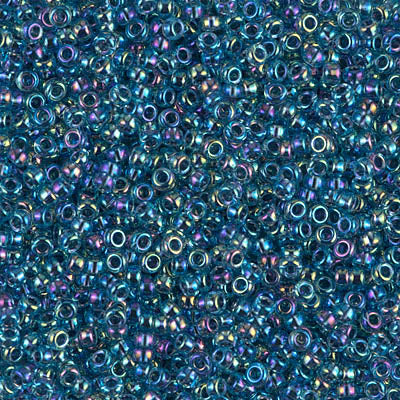 Blue/Lined Aqua AB Miyuki Seed Beads 11/0