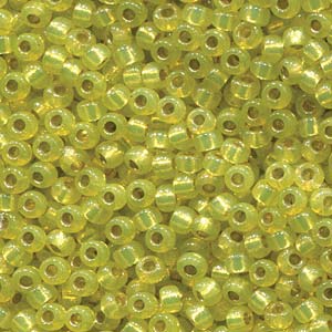 Duracoat Silver-Lined Dyed Yellow Miyuki Seed Beads 11/0