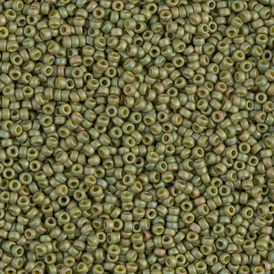 Matte Metallic Light Olive Miyuki Seed Beads 15/0