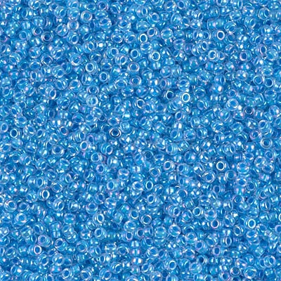 Lined Light Blue AB Miyuki Seed Beads 15/0