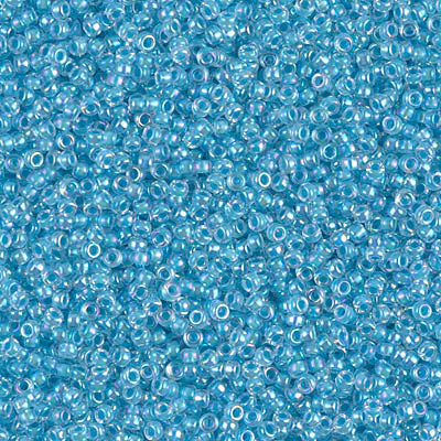 Lined Sky Blue AB Miyuki Seed Beads 15/0
