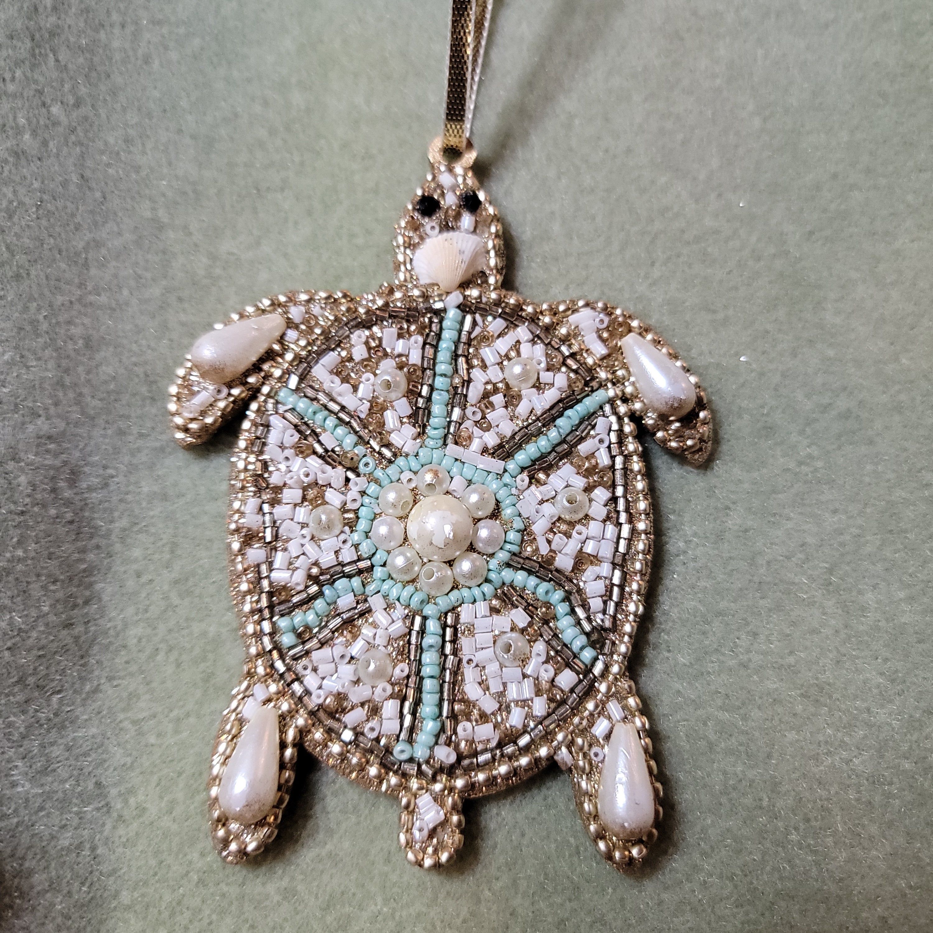 Handmade Beaded Turtle Ornament