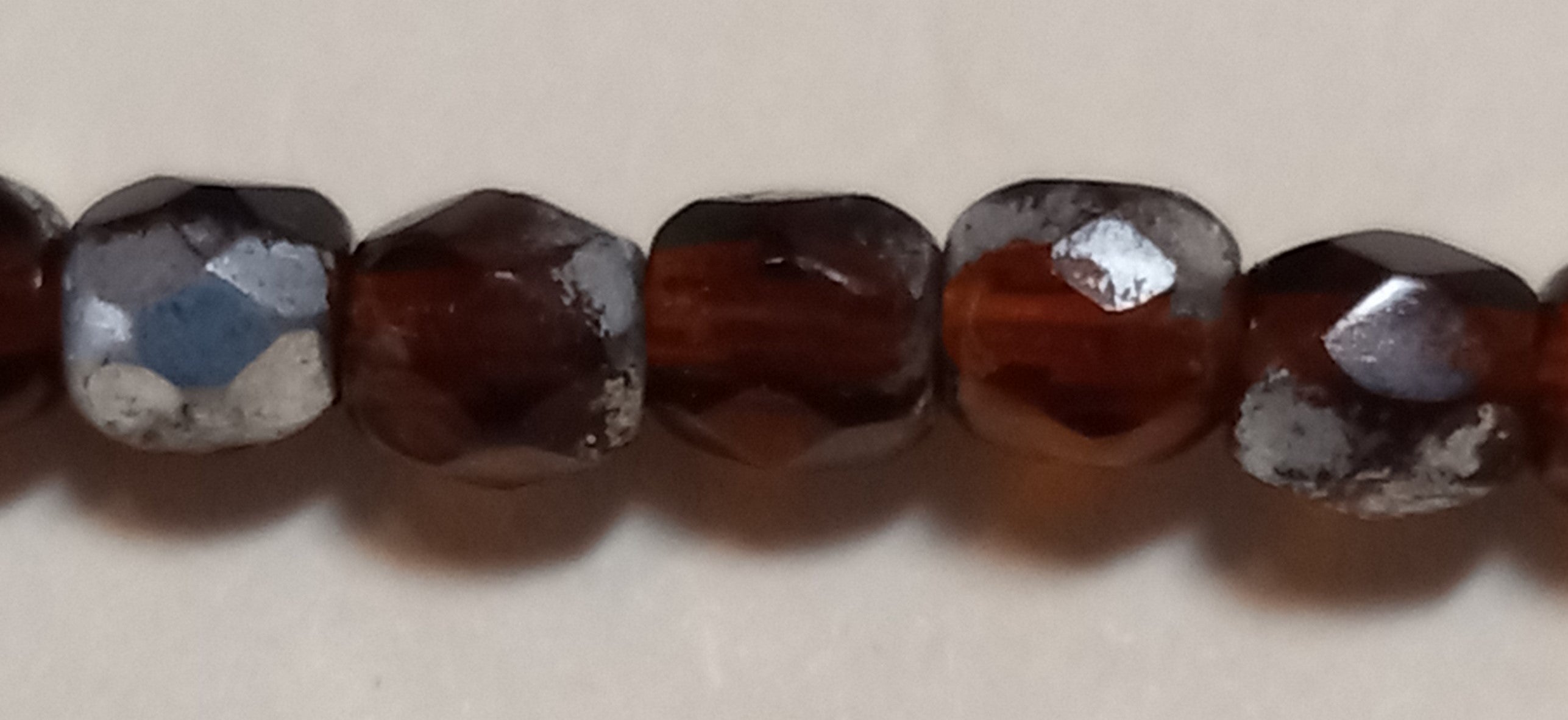 3MM Garnet/Silver Round Czech Glass Fire Polished Beads