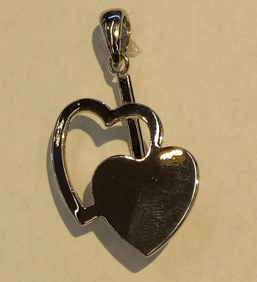 Donut Bail Silver Plate Double Heart