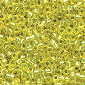Duracoat Silver-Lined Dyed Yellow Miyuki Seed Beads 6/0