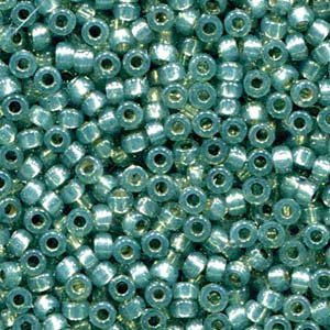 Duracoat Silver-Lined Dyed Dark Mint Miyuki Seed Beads 6/0