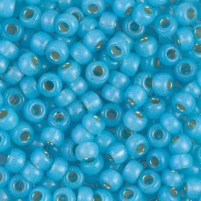 Dyed Aqua Silver-Lined Alabaster Miyuki Seed Beads 6/0