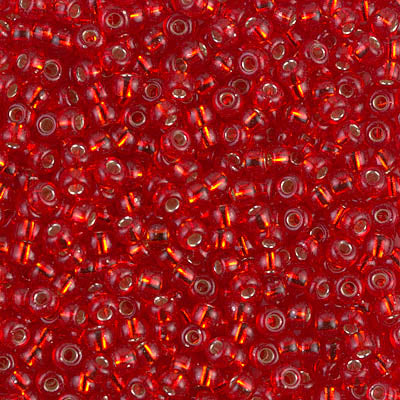 Silver-Lined Flame Red Miyuki Seed Beads 8/0