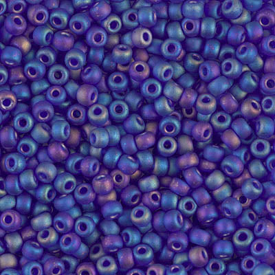 Matte Transparent Cobalt AB Miyuki Seed Beads 8/0