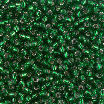 Silver-Lined Green Miyuki Seed Beads 8/0