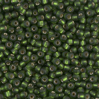 Matte Silver-Lined Olive Miyuki Seed Beads 8/0